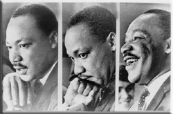 Three portraits of Martin Luther King Jr.